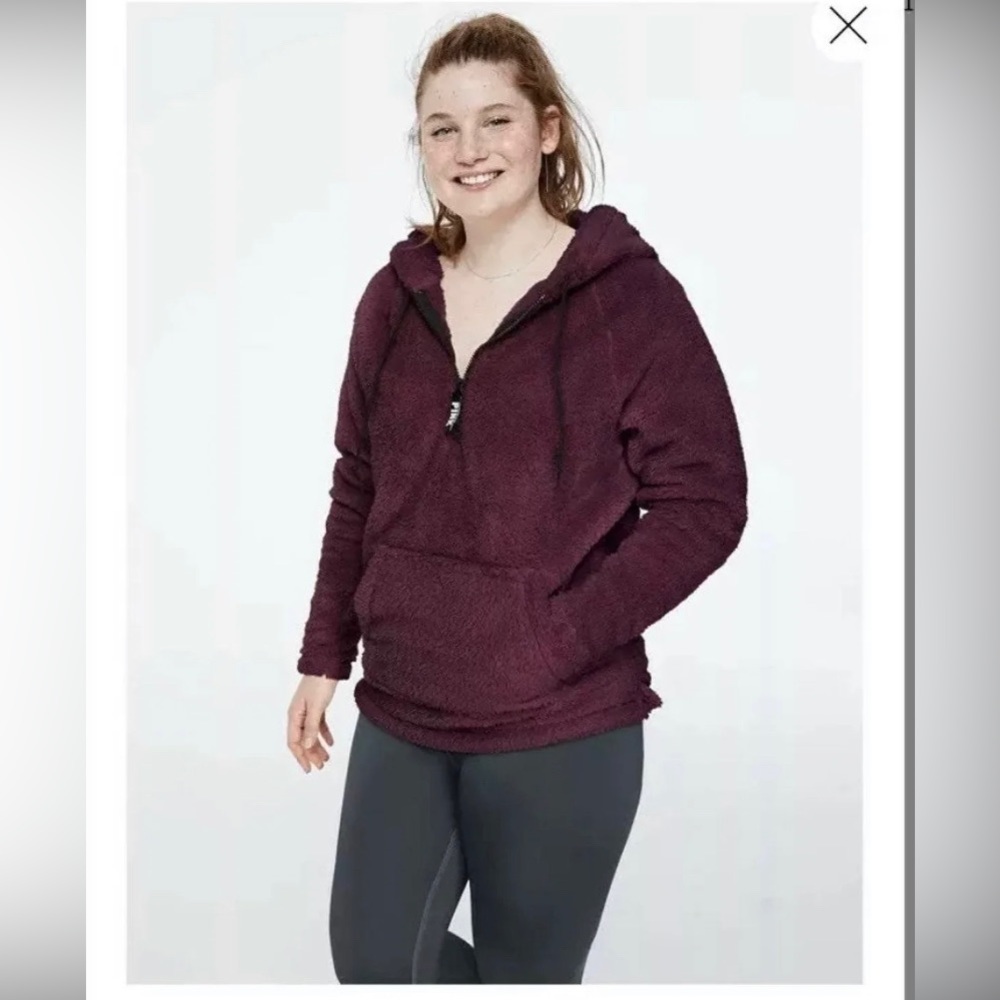 New VS PINK hoodie sherpa teddy purple small plum